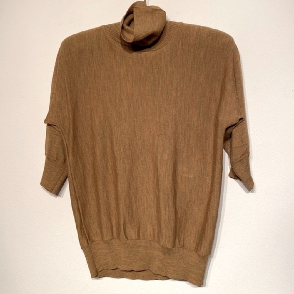 Sandra Angelozzi Wool short sleeved turtleneck sweater in Marled Mustard size XS